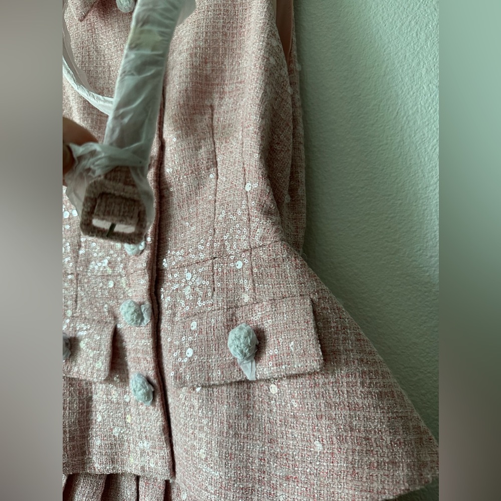 Self Portrait Pink Boucle Tailored Mini Dress US 4 - Picture 15 of 15